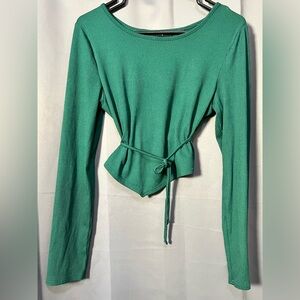 Eclipse Green Long Sleeve Ribbed Top